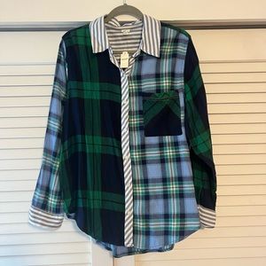 NWT Aerie Women's Flannel Top Patchwork Plaid